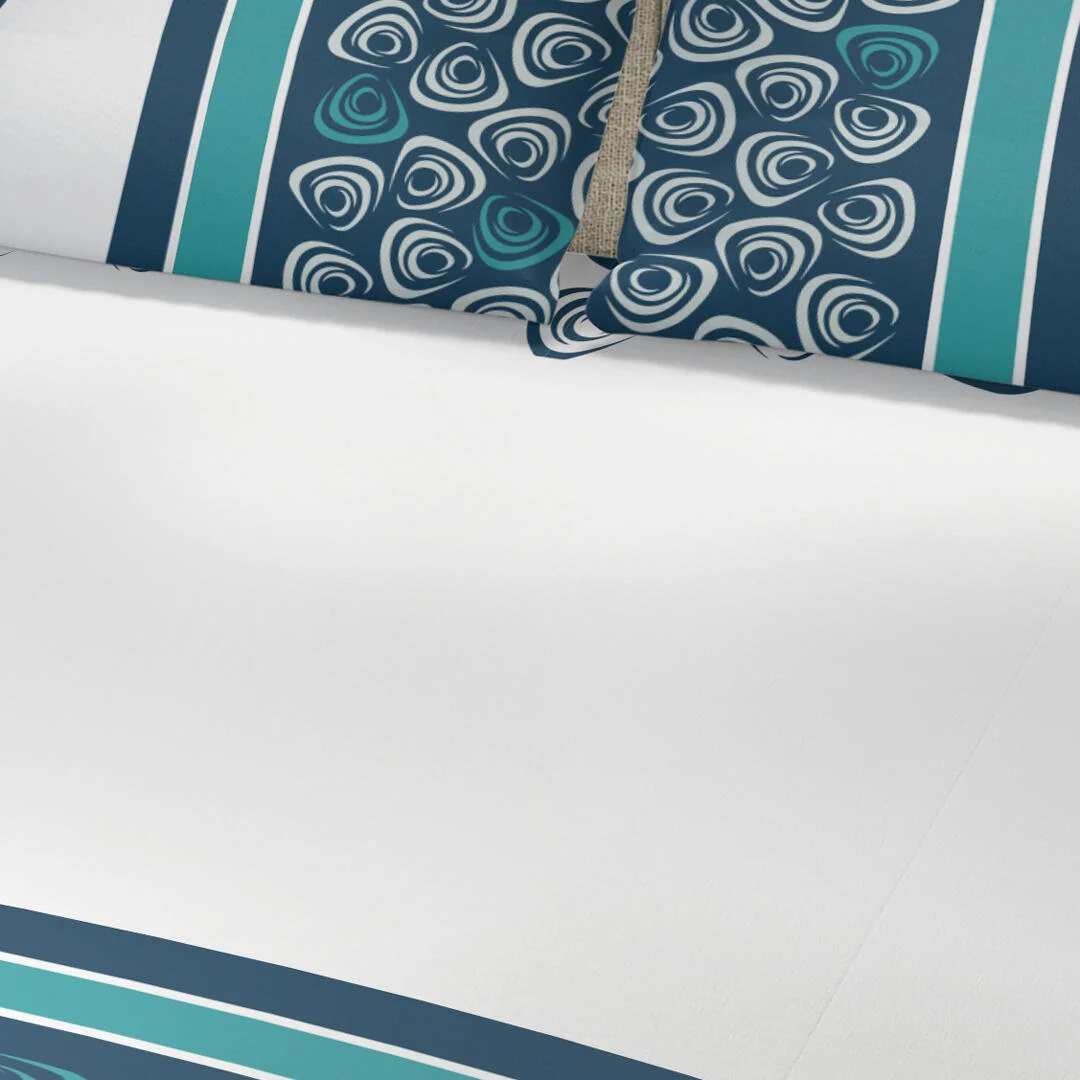 Juego de Sabanas Blanco y Azul Semidoble 120 X 190 Cm de Remolinos - Imagen 2