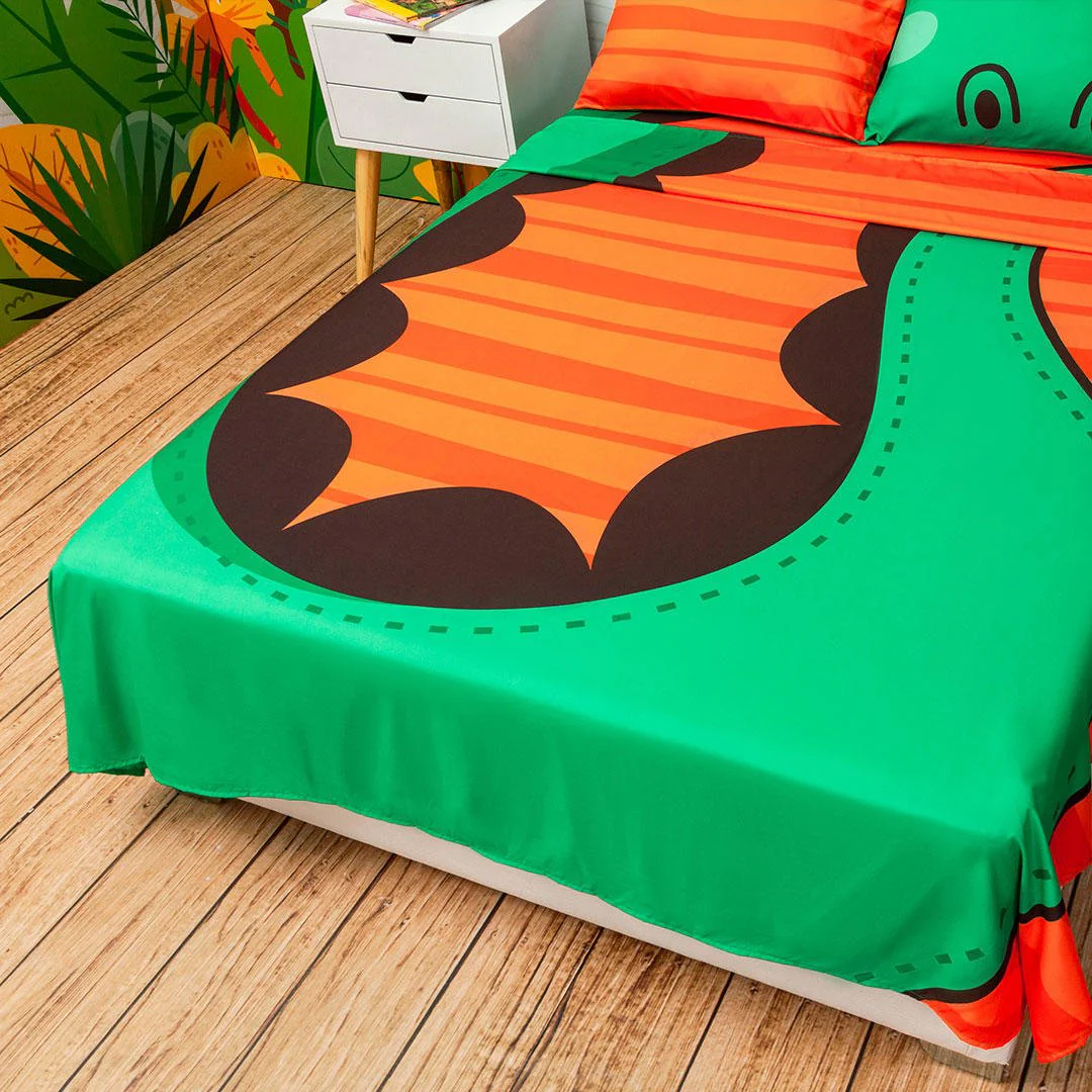Juego de Sabanas Infantil Microfibra Doble 140 cm Verde de Cocodrilo - Imagen 2