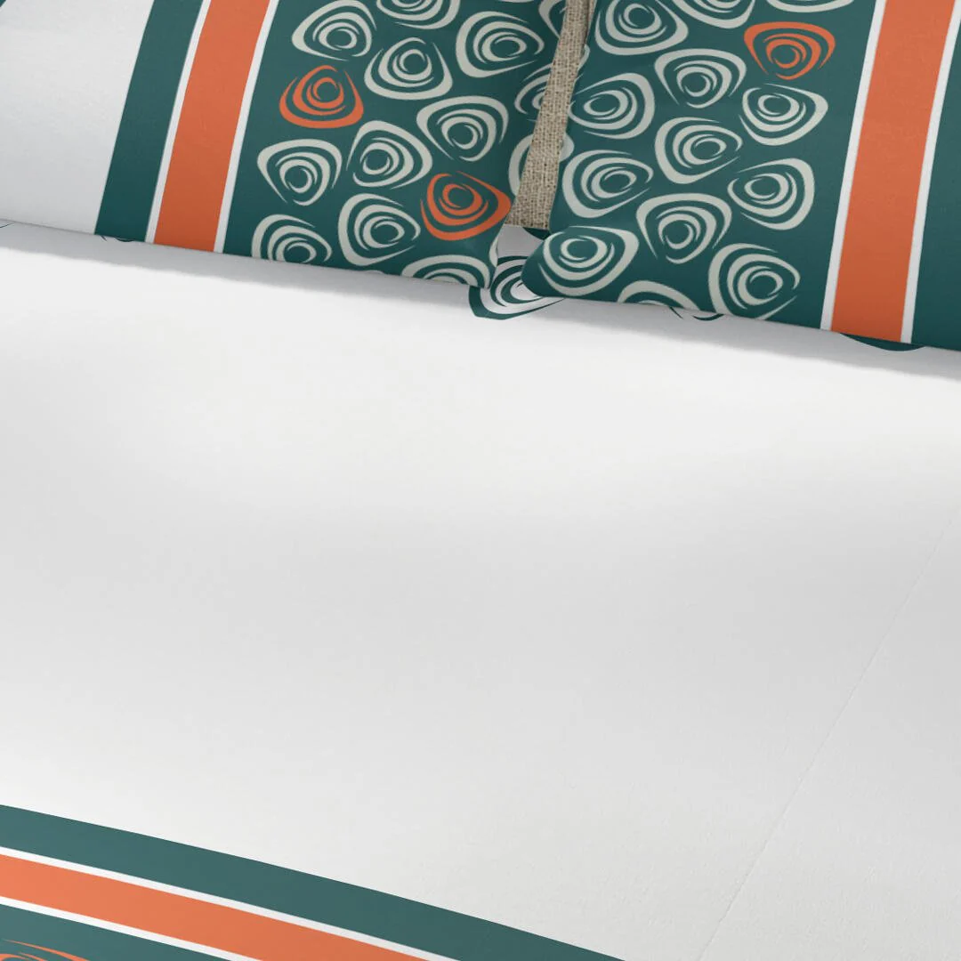 Juego de Sabanas Blanco y Verde Semidoble 120 X 190 Cm de Lineas con 180 Hilos - Imagen 2