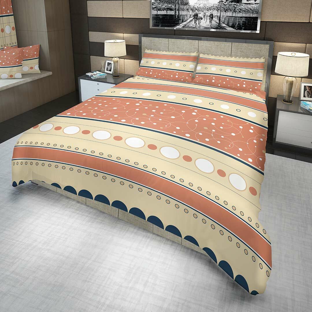 Juego de Sabanas Rosado y Cafe King 200 X 200 Cm de Circulos con 180 Hilos