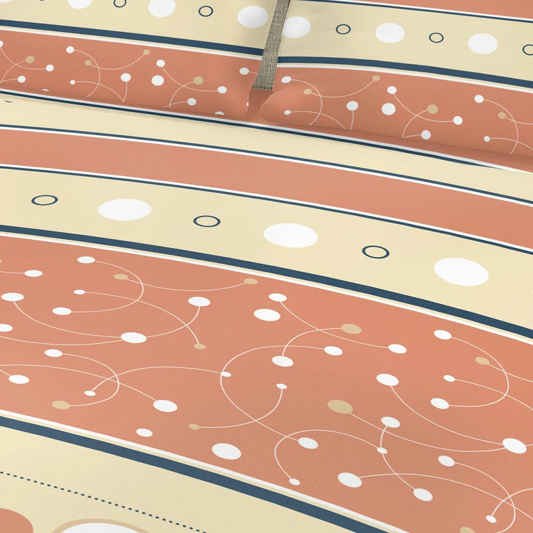 Juego de Sabanas Rosado y Cafe King 200 X 200 Cm de Circulos con 180 Hilos - Imagen 2