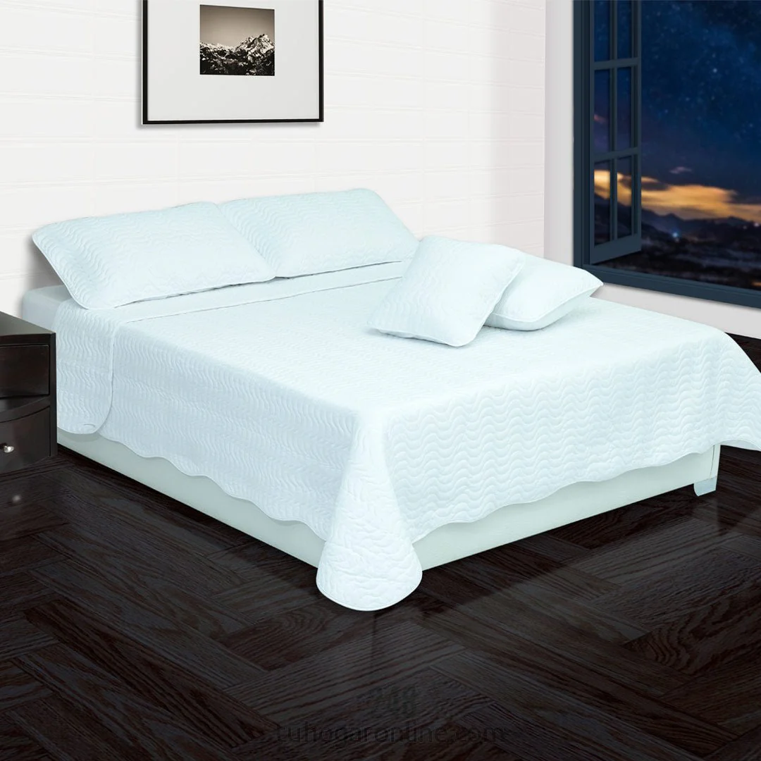 Cubrelecho Español Blanco para Cama Doble 140 X 190 Cm Doble Faz de Fondo Entero