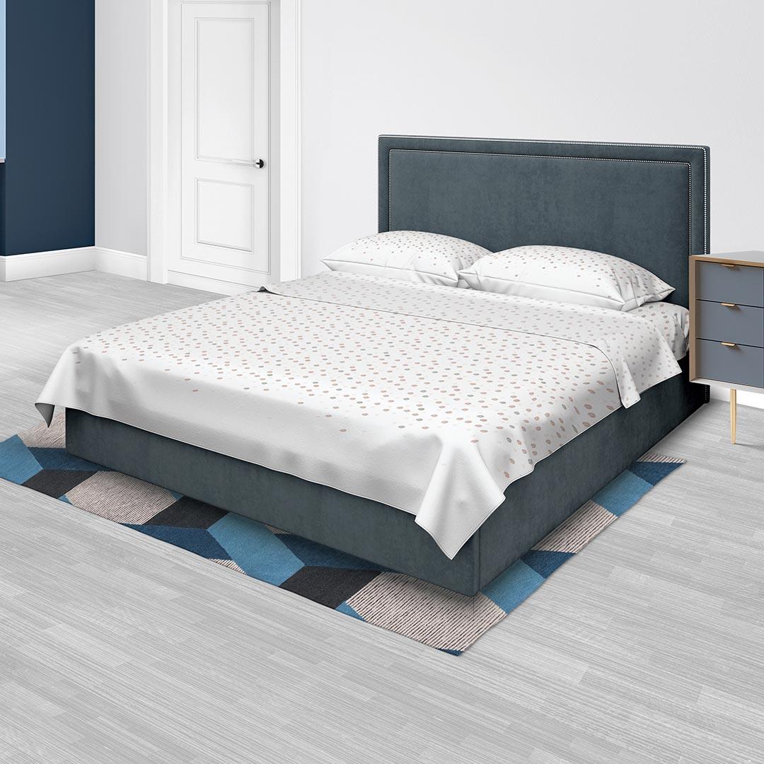 Juego de Sabanas Algodón 250 Hilos Queen 160 cm Blanco con Círculos - Imagen 2