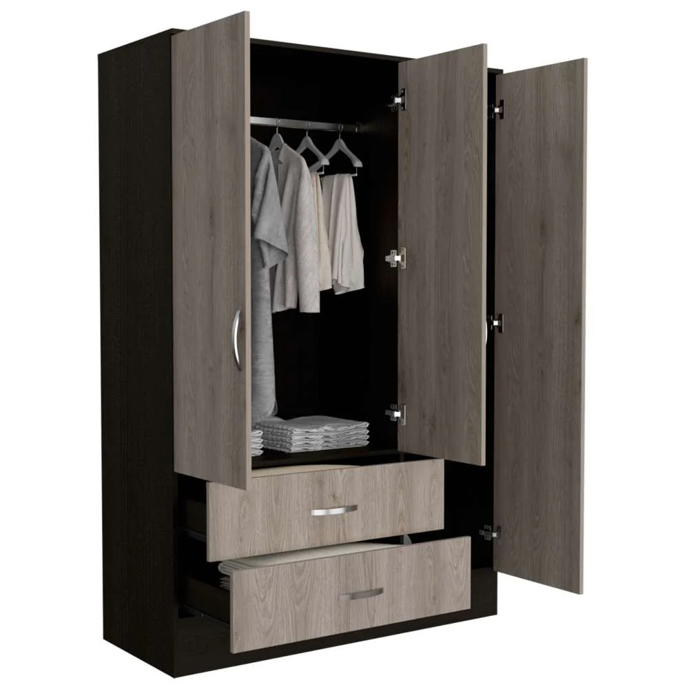 Closet Bolton Ceniza 160 cm con Espejos, Cuatro Puertas y Dos Cajones - Imagen 2