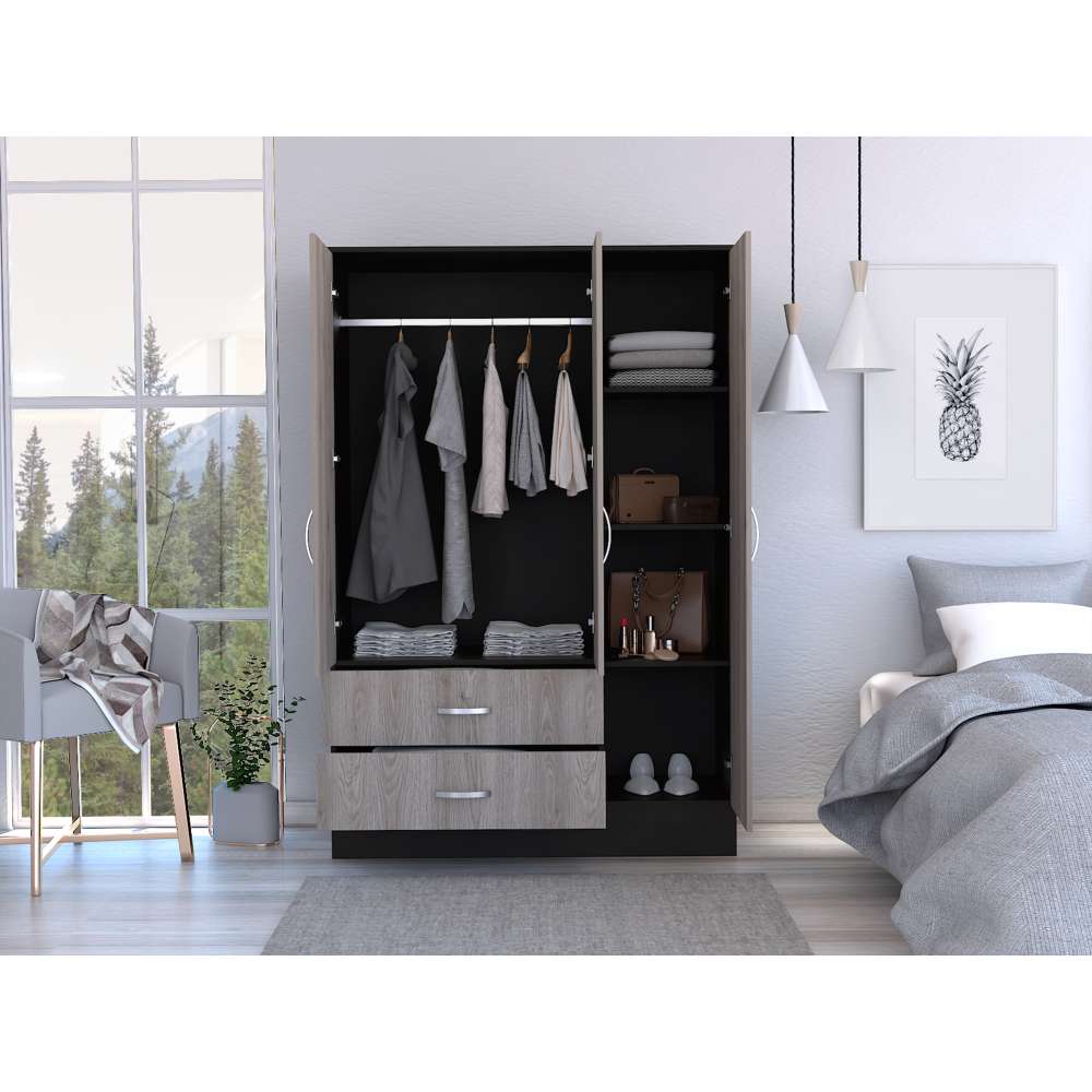 Closet Bolton Ceniza 160 cm con Espejos, Cuatro Puertas y Dos Cajones - Imagen 5