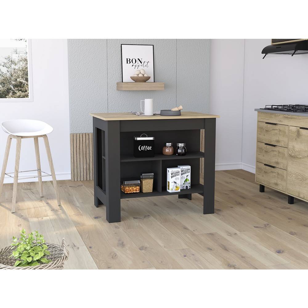 Mueble Auxiliar de Cocina Cala Wengue y Macadamia 103 cm con Entrepaños