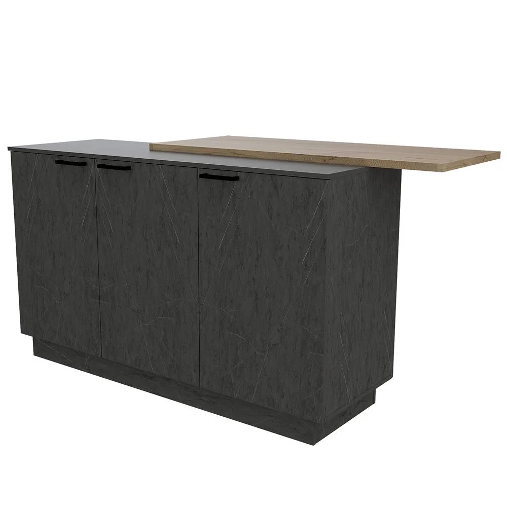 Barra de Cocina Carmen Duna y Onix 175 cm con Tres Puertas