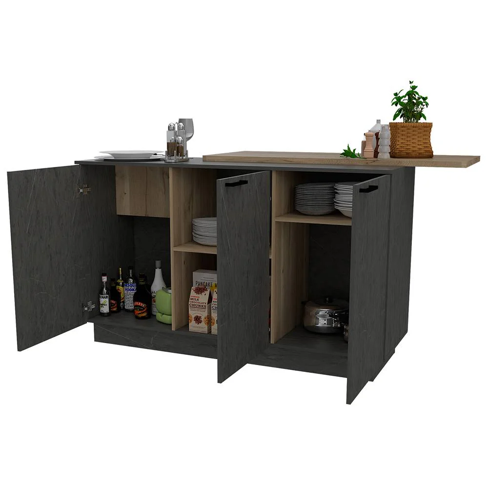 Barra de Cocina Carmen Duna y Onix 175 cm con Tres Puertas - Imagen 2