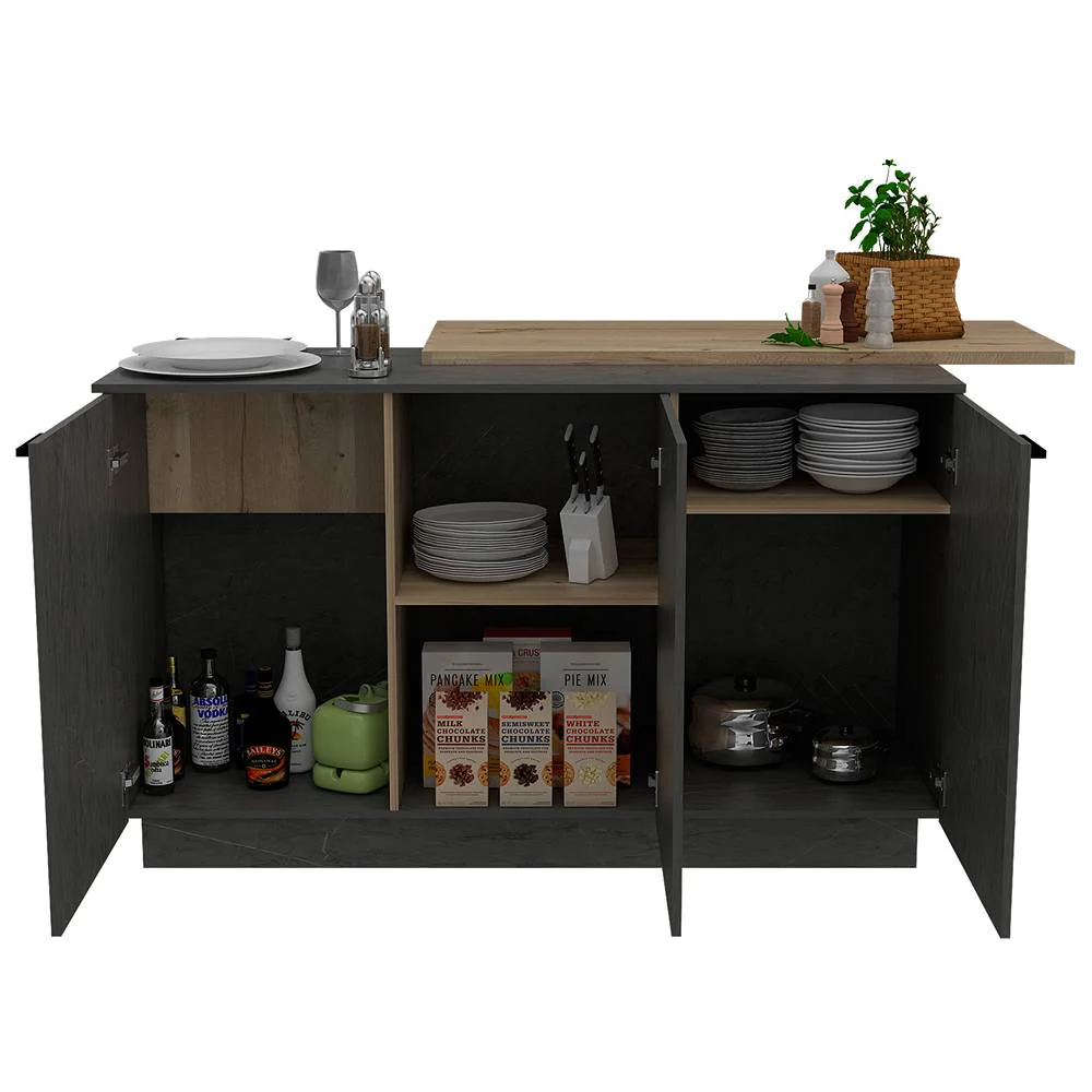 Barra de Cocina Carmen Duna y Onix 175 cm con Tres Puertas - Imagen 4