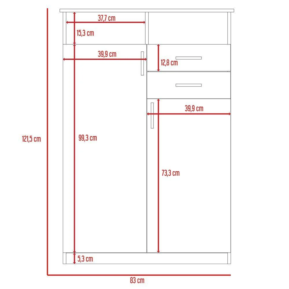 Closet Eco Wengue 83 cm con Dos Puertas y Dos Cajones - Imagen 6