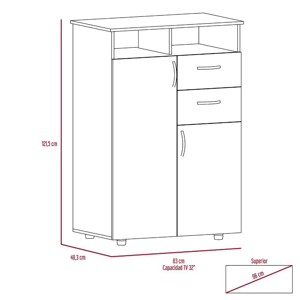 Closet Ponova Habano 83 cm con Dos Puertas y Dos Cajones - Imagen 5