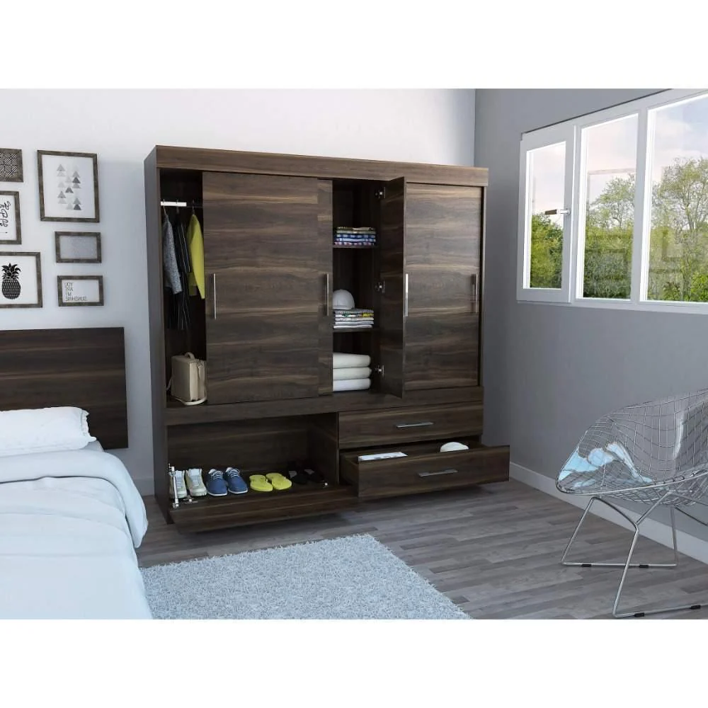 Closet Portofino Habano 180 cm con Cinco Puertas y Dos Cajones - Imagen 4