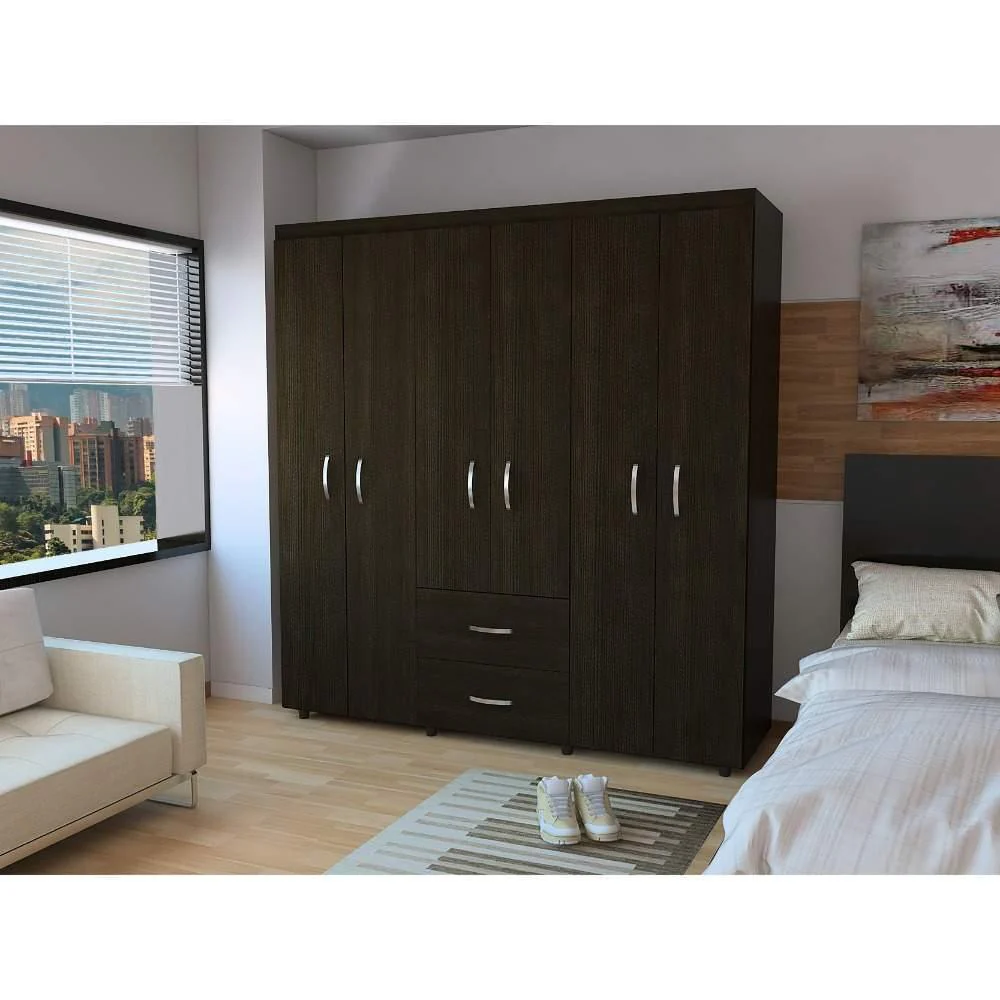 Closet Bariloche Wengue 170.3x180cm con 2 Cajones con 3 Entrepaños - Imagen 3