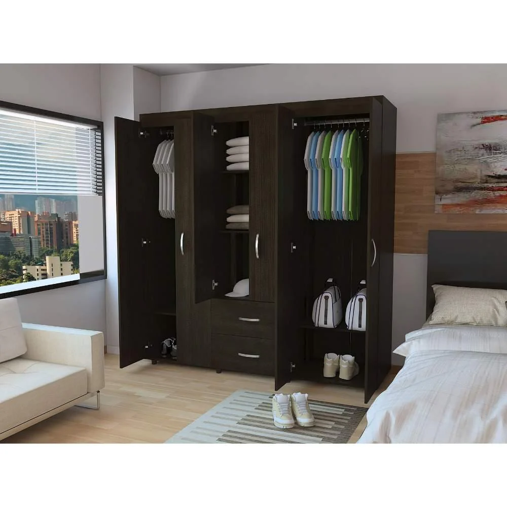 Closet Bariloche Wengue 170.3x180cm con 2 Cajones con 3 Entrepaños - Imagen 4