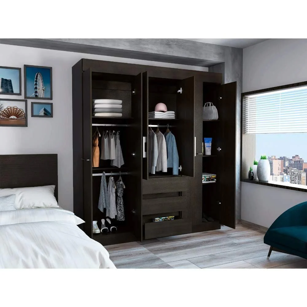 Closet Oslo Wengue 180 cm con Seis Puertas y Tres Cajones - Imagen 2