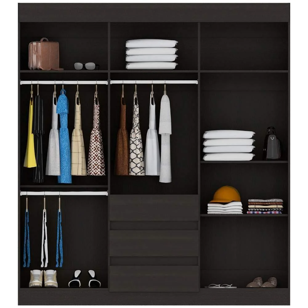 Closet Oslo Wengue 180 cm con Seis Puertas y Tres Cajones - Imagen 3