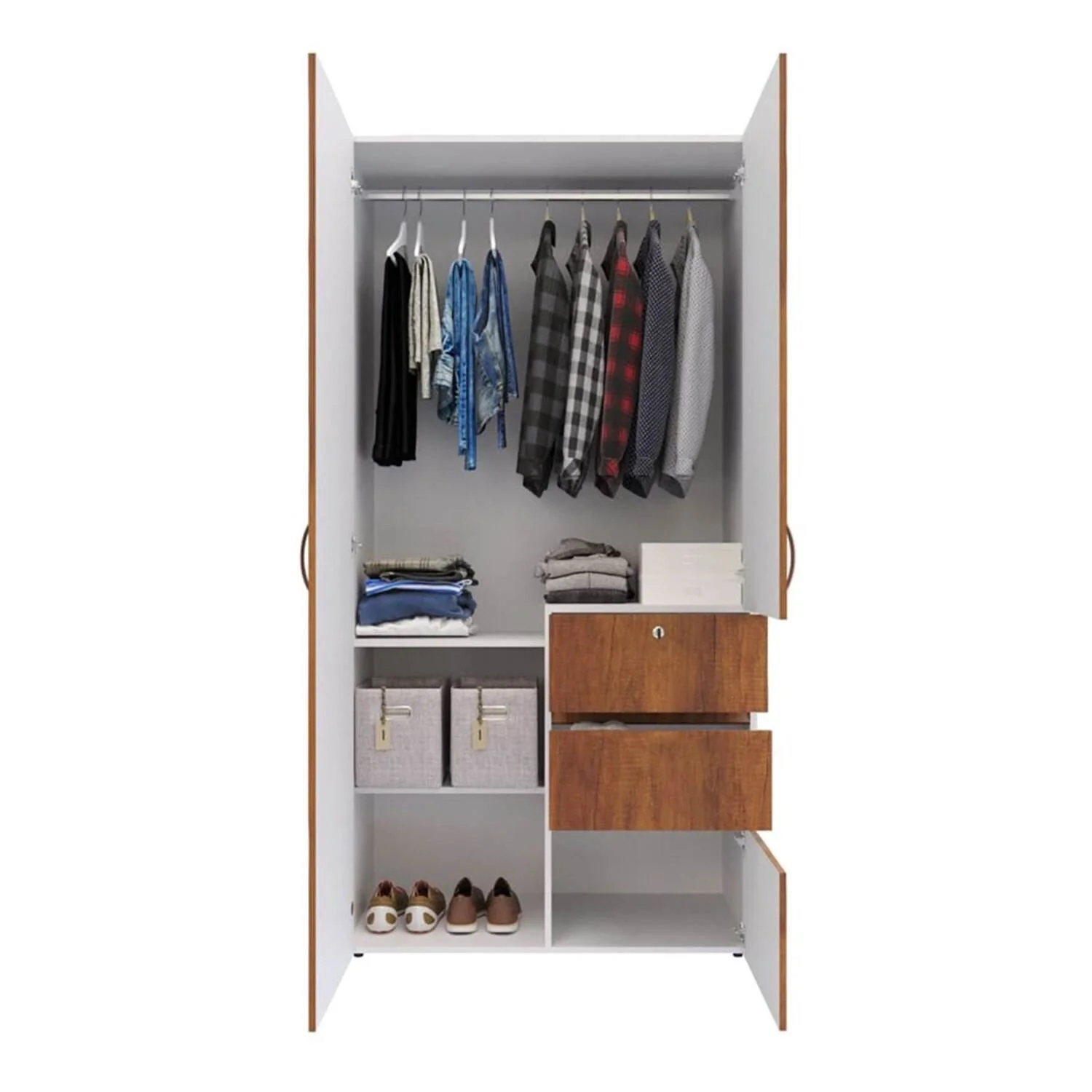 Closet Aquiles Caramelo 100x198cm con 2 Cajones con 2 Entrepaños - Imagen 5