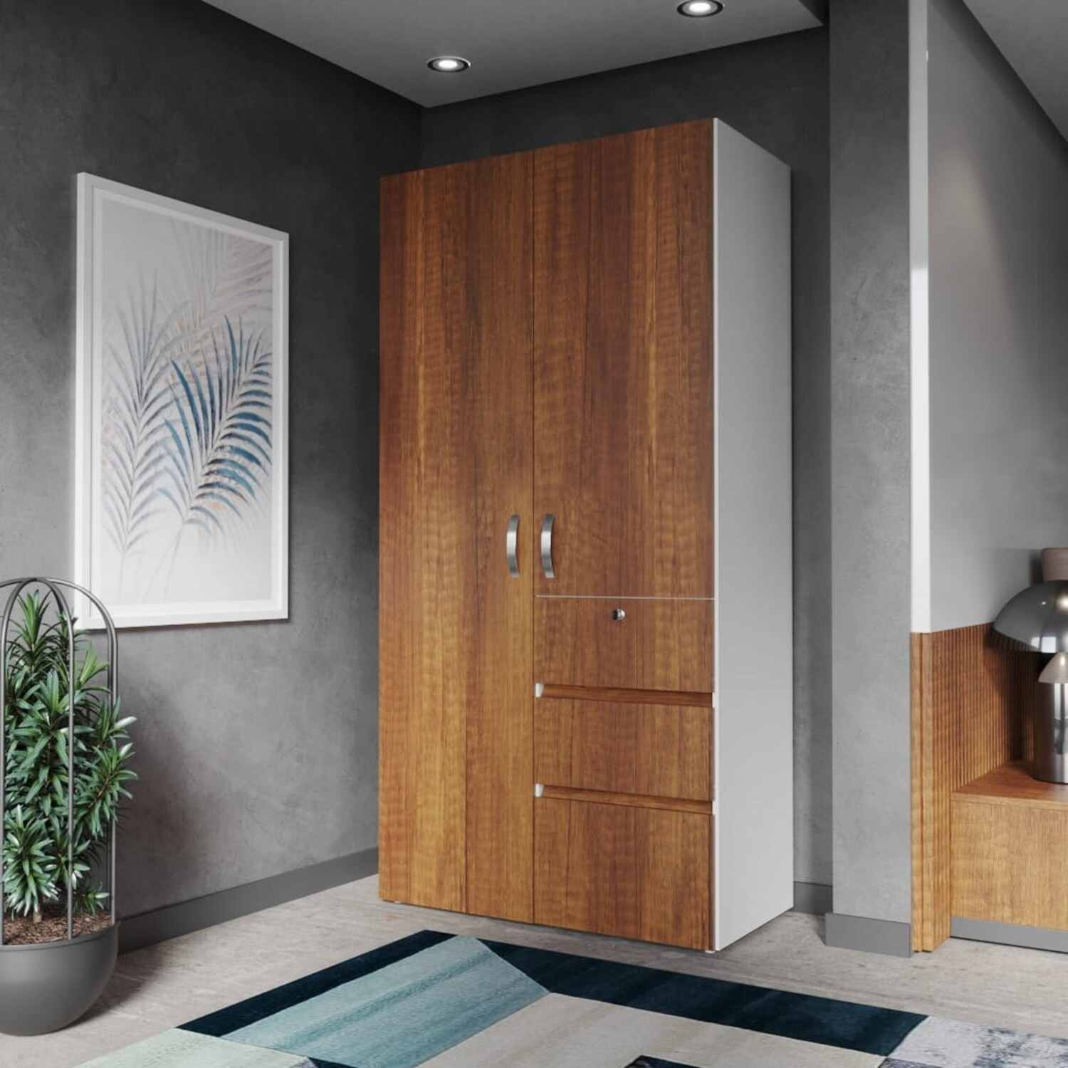 Closet Aquiles Caramelo 100x198cm con 2 Cajones con 2 Entrepaños - Imagen 6