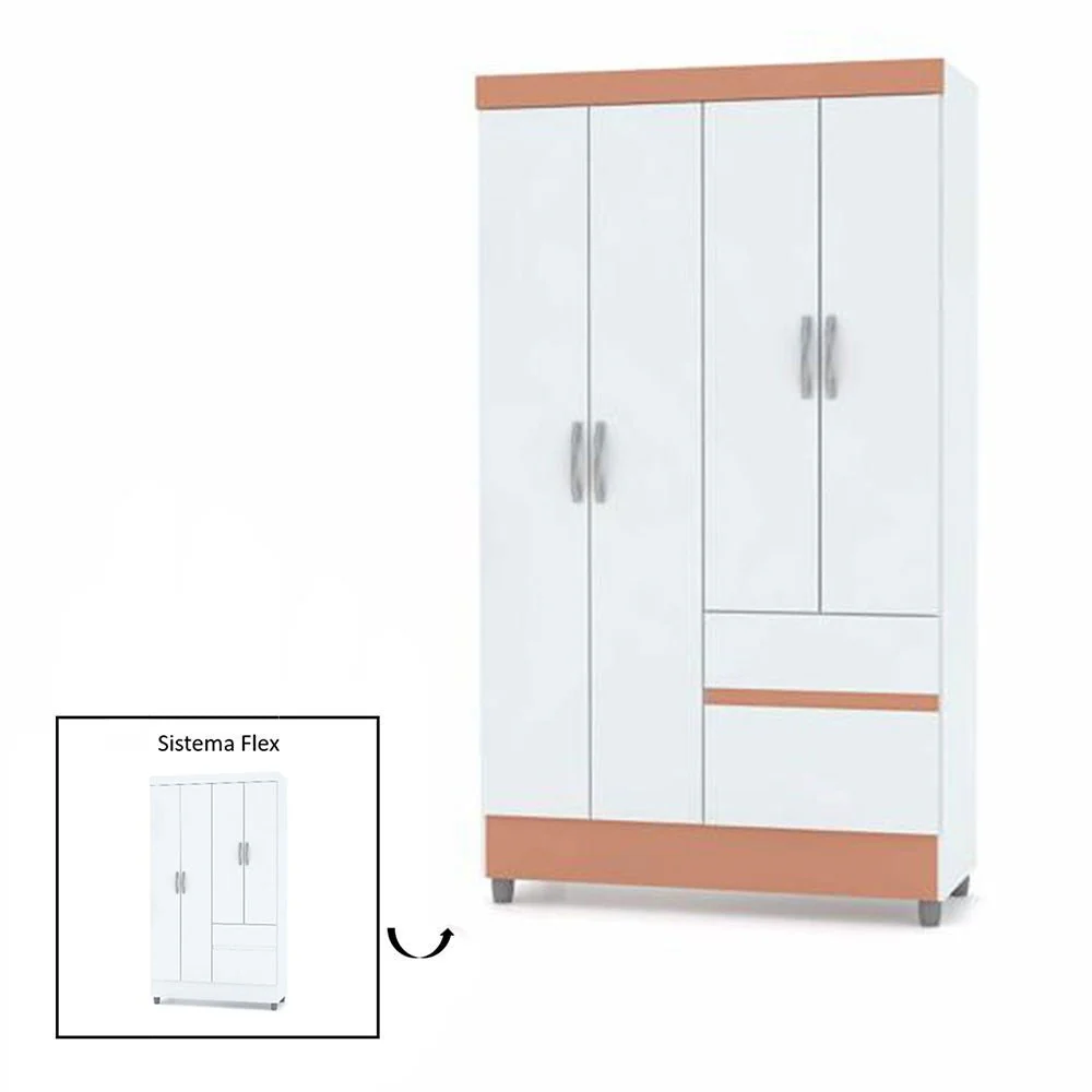 Closet Bonic Blanco y Salmón 102.6x181cm con 1 Cajones con 3 Entrepaños