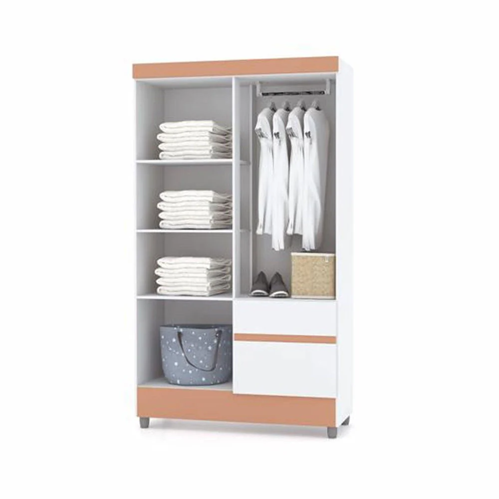Closet Bonic Blanco y Salmón 102.6x181cm con 1 Cajones con 3 Entrepaños - Imagen 2