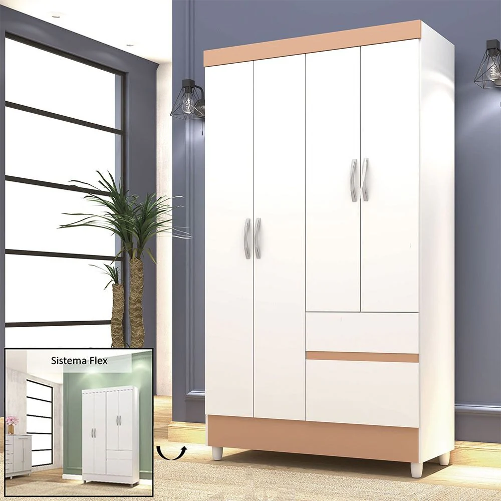 Closet Bonic Blanco y Salmón 102.6x181cm con 1 Cajones con 3 Entrepaños - Imagen 4