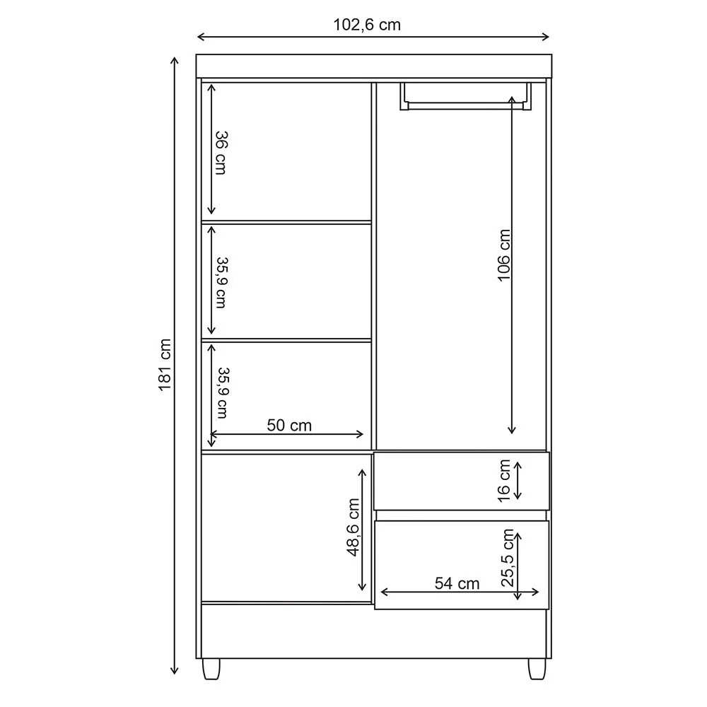 Closet Bonic Blanco y Salmón 102.6x181cm con 1 Cajones con 3 Entrepaños - Imagen 5