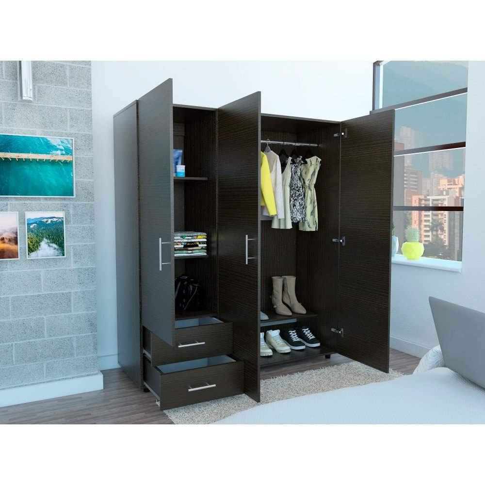 Closet Dassel Wengue 140.1x161.5cm con 2 Cajones con 3 Entrepaños - Imagen 4