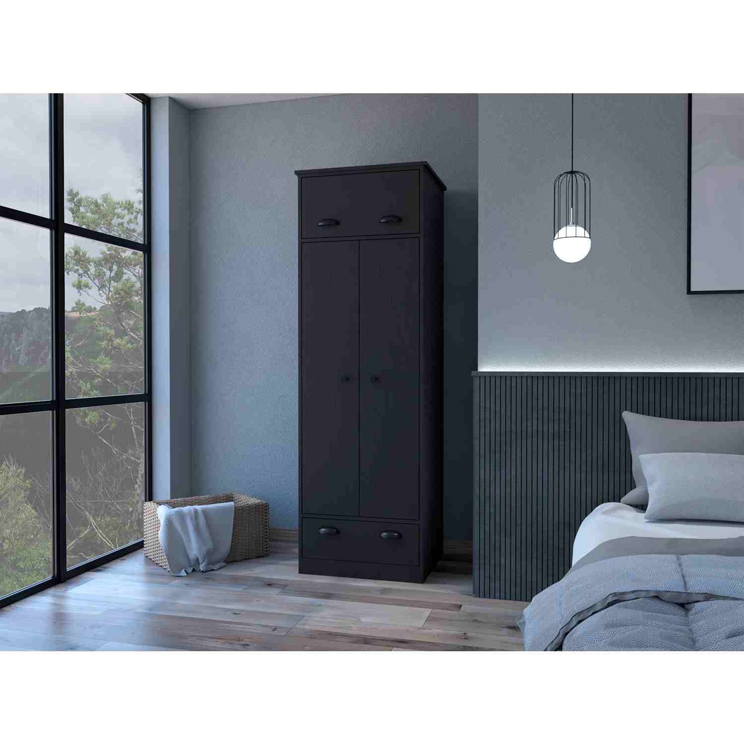 Closet Wengue 59x179cm con 2 Cajones con 1 Entrepaños - Imagen 6