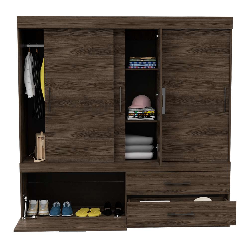 Closet Portofino Coñac 180 cm con Cinco Puertas y Dos Cajones - Imagen 4