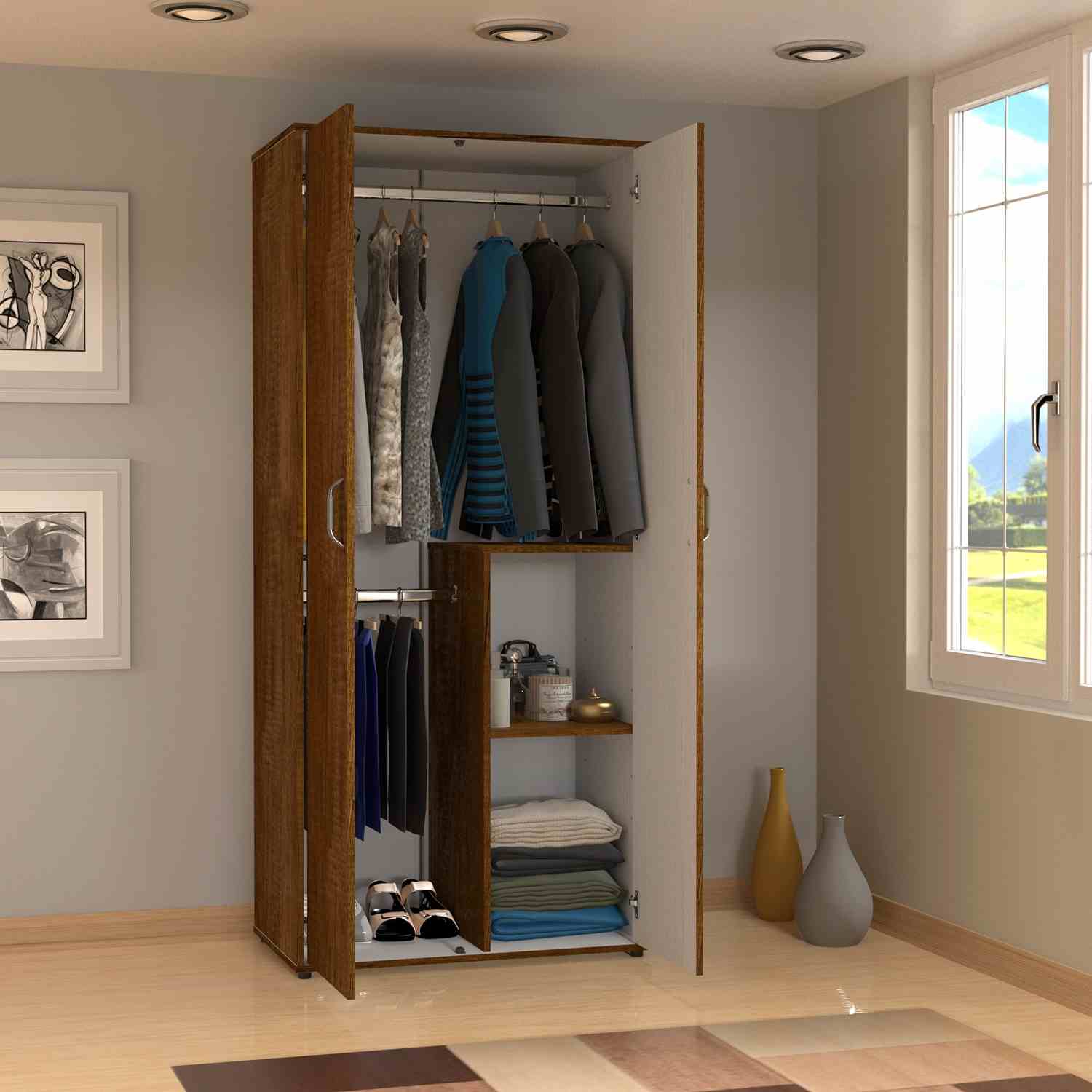 Closet Star Caramelo 80x180cm sin Cajones con 2 Entrepaños - Imagen 6