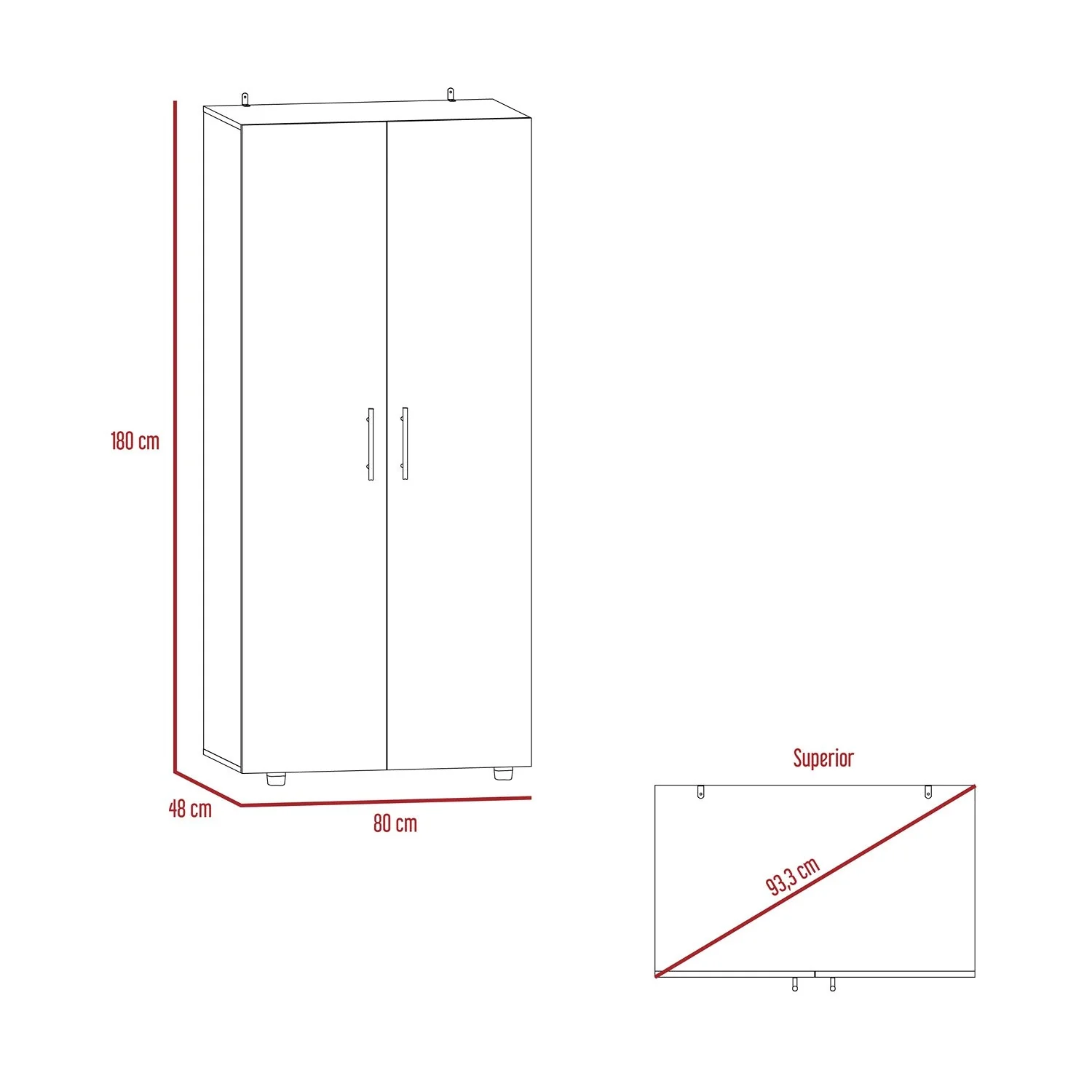 Closet Tera Bardolino 80x180cm sin Cajones con 3 Entrepaños - Imagen 8