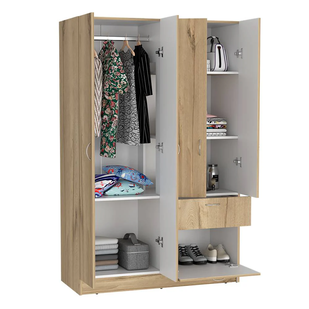 Closet Vaupés Duna y Blanco 108 cm con Cinco Puertas y Un Cajón - Imagen 2