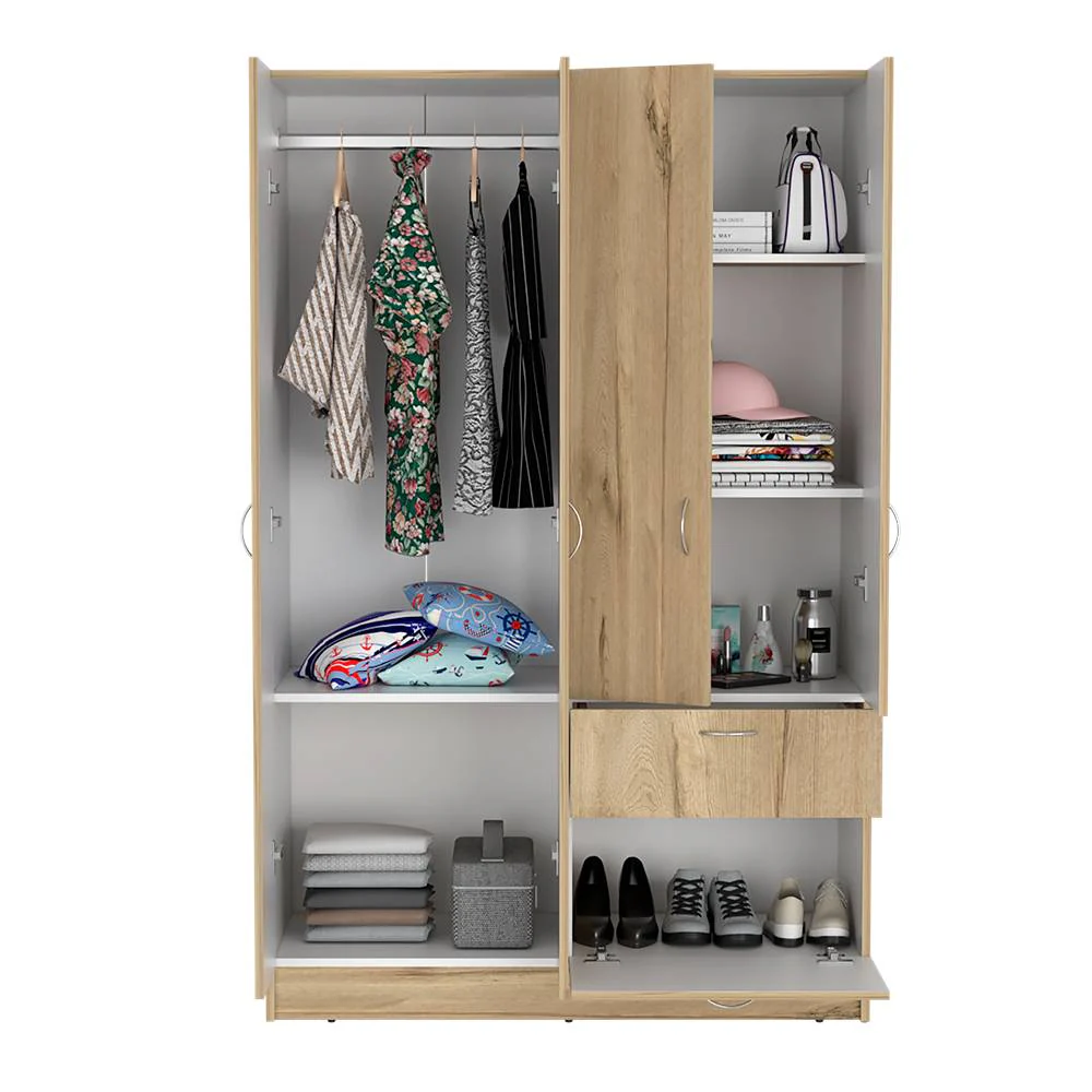 Closet Vaupés Duna y Blanco 108 cm con Cinco Puertas y Un Cajón - Imagen 4
