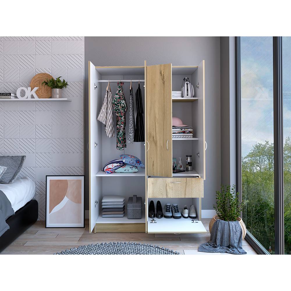 Closet Vaupés Duna y Blanco 108 cm con Cinco Puertas y Un Cajón - Imagen 6