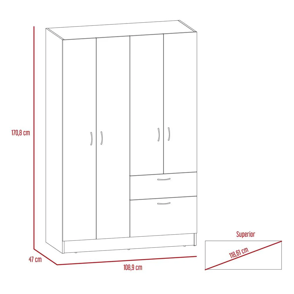 Closet Vaupés Duna y Blanco 108 cm con Cinco Puertas y Un Cajón - Imagen 7