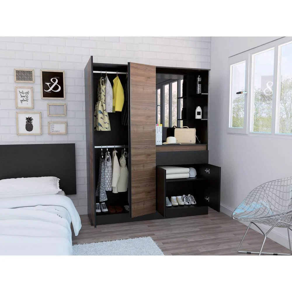 Closet Kamelot Gales 150 cm con Espejo,Cuatro Puertas y Un Cajón - Imagen 2