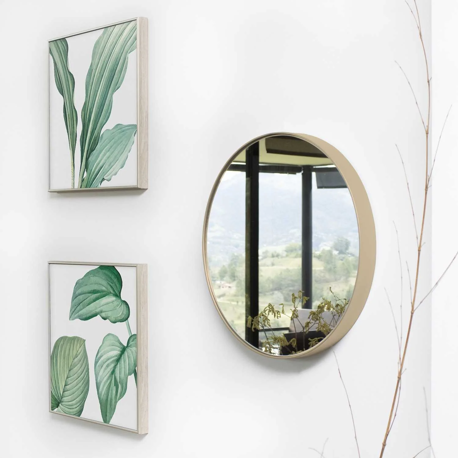 Espejo de Pared Dorado 50x50cm Redondo con Marco Metalico - Imagen 2