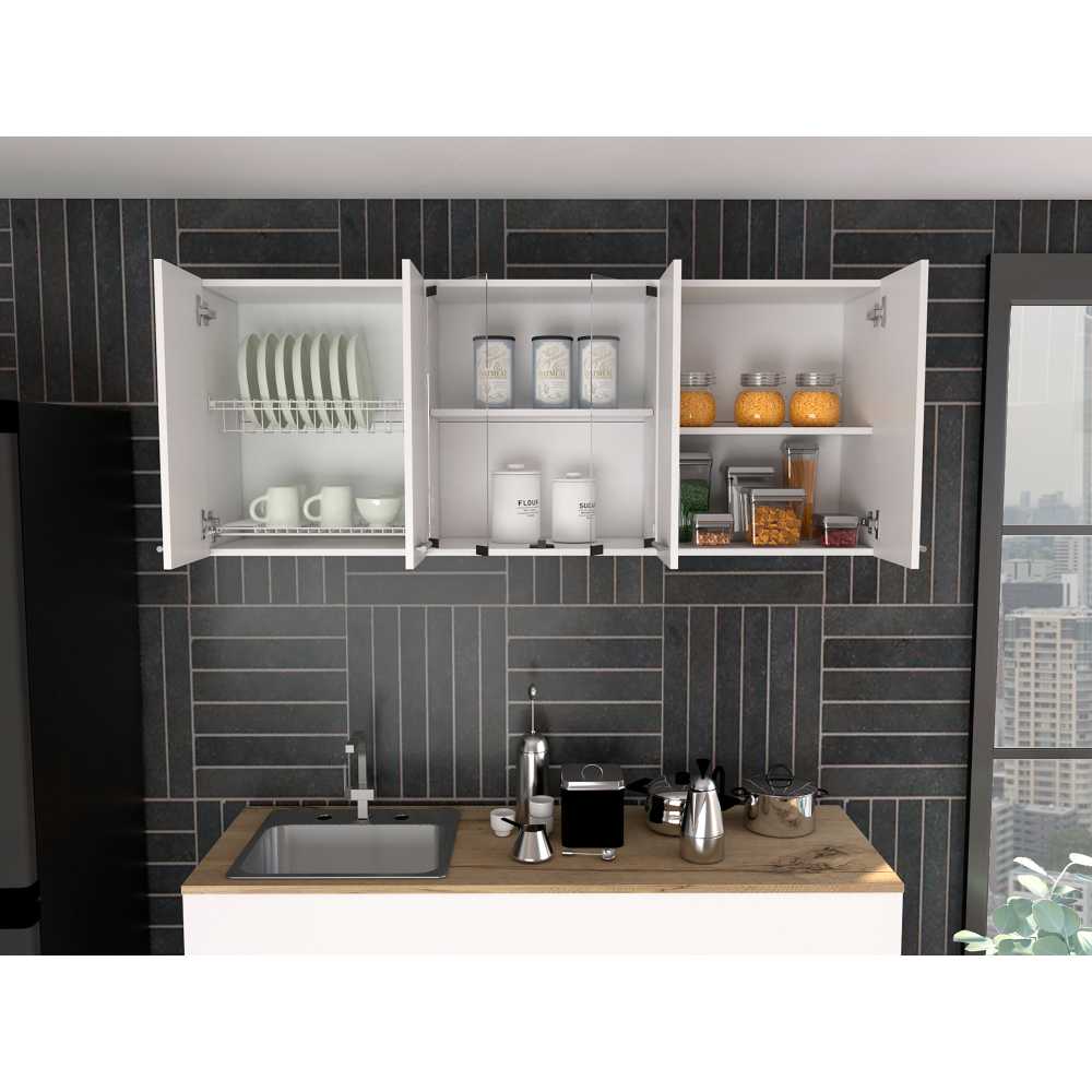 Mueble Superior de Cocina Blanco 150x60cm con Dos Entrepaños y con Seis Puertas - Imagen 2