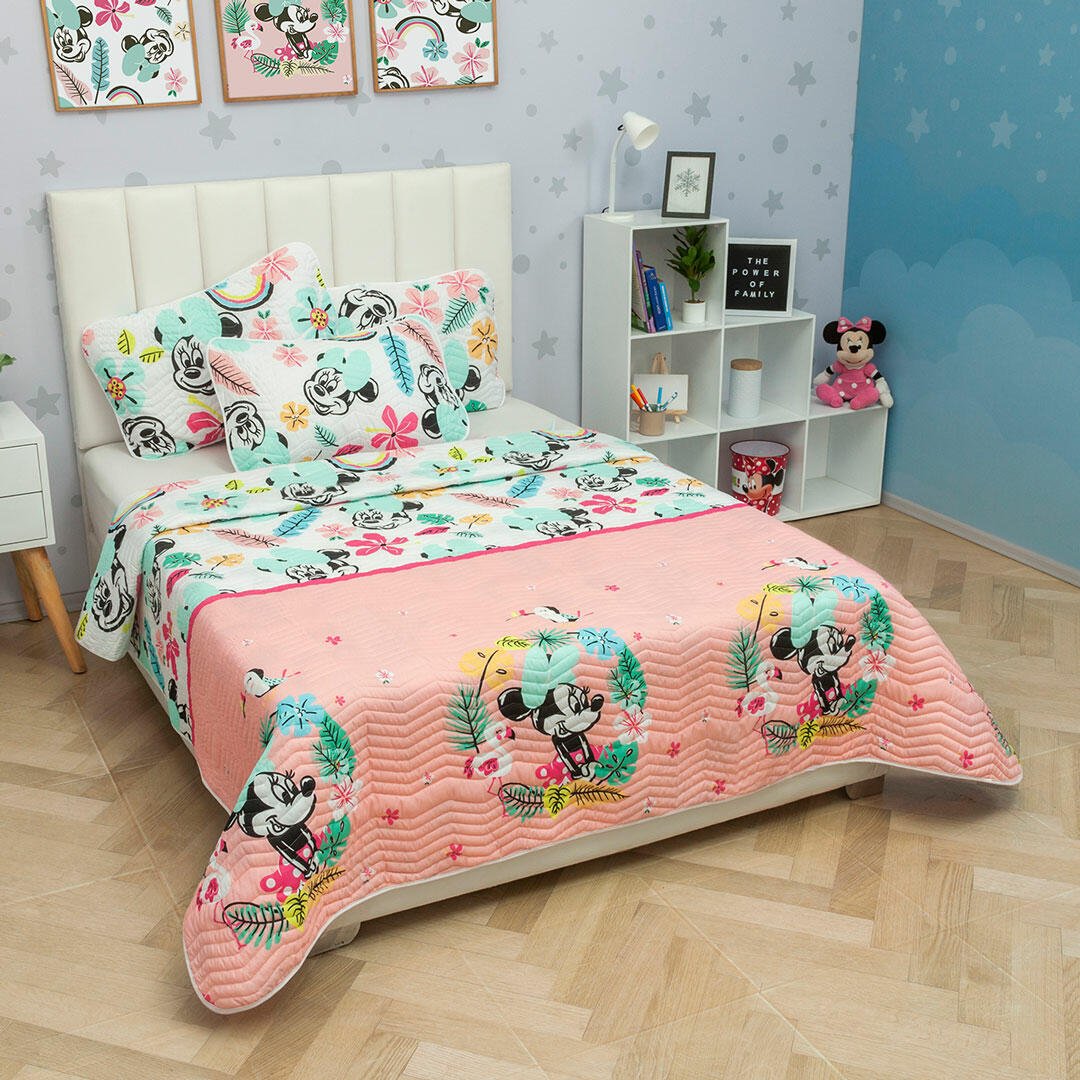 Cubrelecho Español Infantil Rosado para Cama Sencillo 100 X 190 Cm Doble Faz de Minnie - Imagen 2