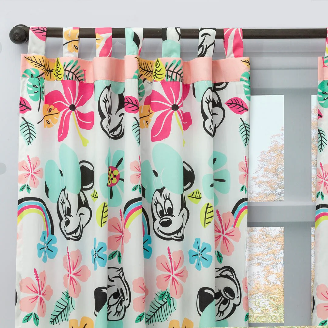 Combo Juego de Sabanas y Cortina Infantil Multicolor Semidoble 120 X 190 Cm de Minnie