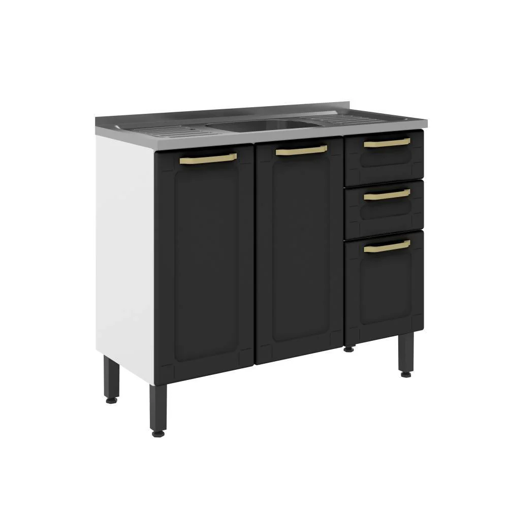 Mueble Inferior Negro 105 cm con Mesón