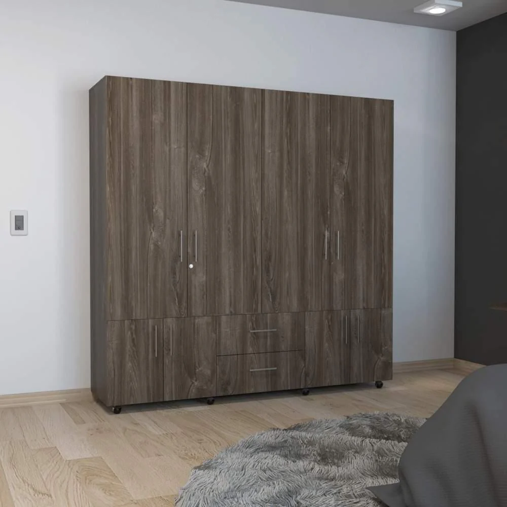 Closet Confort Cafe Expreso 200 cm con Ocho Puertas y Dos Cajones - Imagen 3