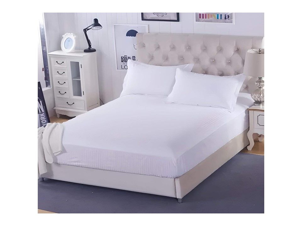 Sábana con Elástico Blanca /100 % algodón 152 x 203 cm