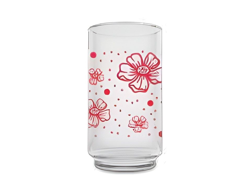 Vaso de Vidrio para Bebidas Torino 16 oz con Diseño Floral