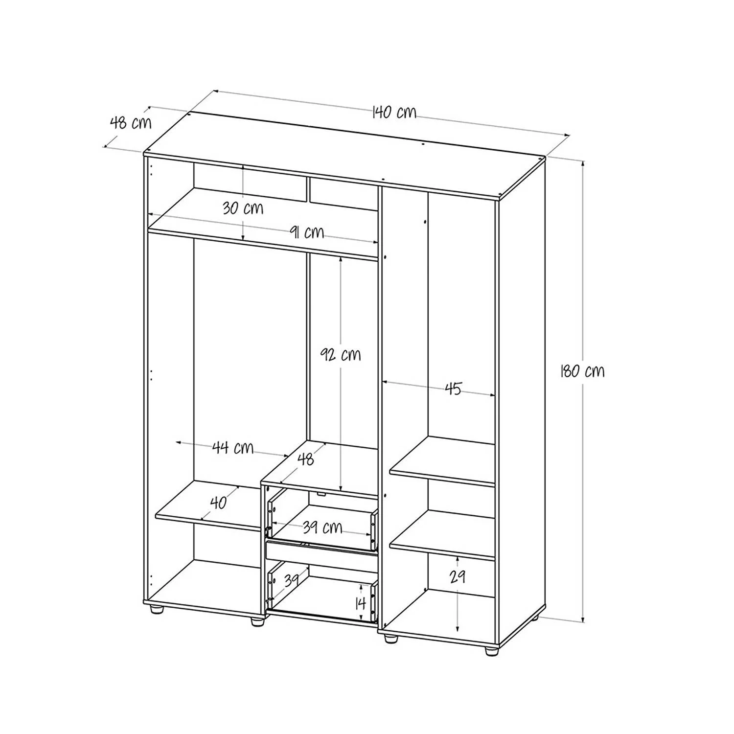 Closet Safa Niebla 140x180cm con 4 Cajones con 3 Entrepaños - Imagen 8