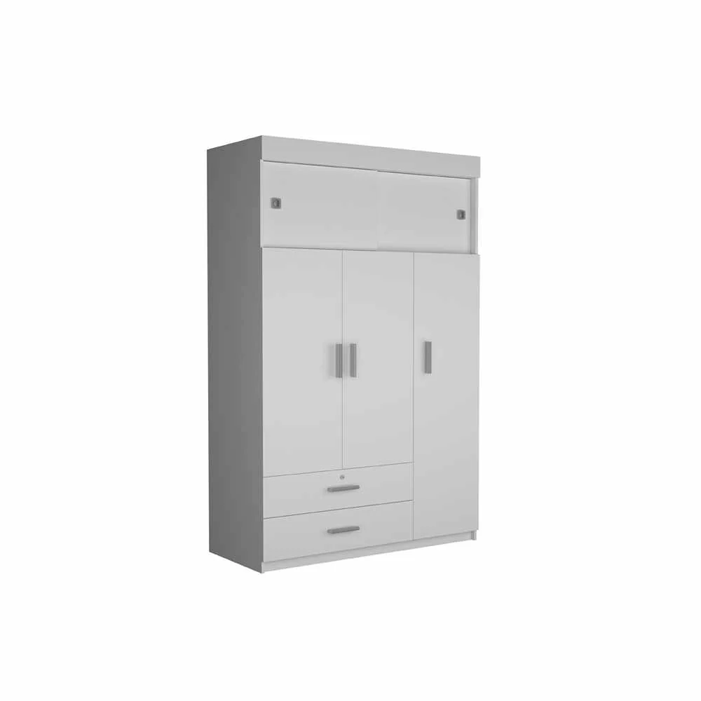 Closet Denver Blanco 120x188cm con 2 Cajones con 3 Entrepaños