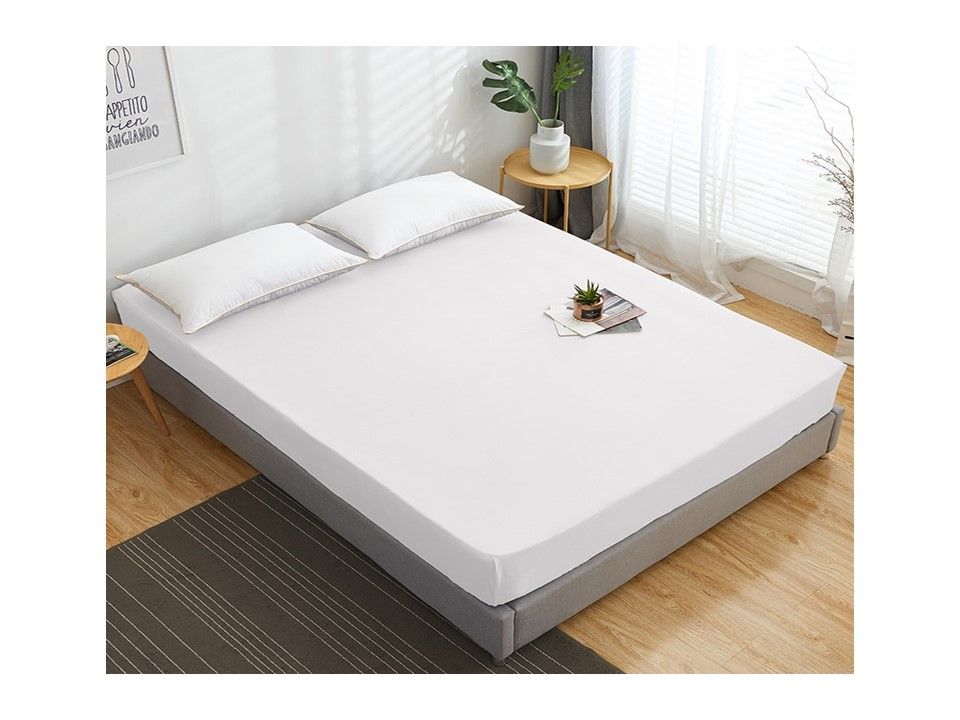 Sábana con Elástico Blanca /100 % algodón 137 x 191 cm